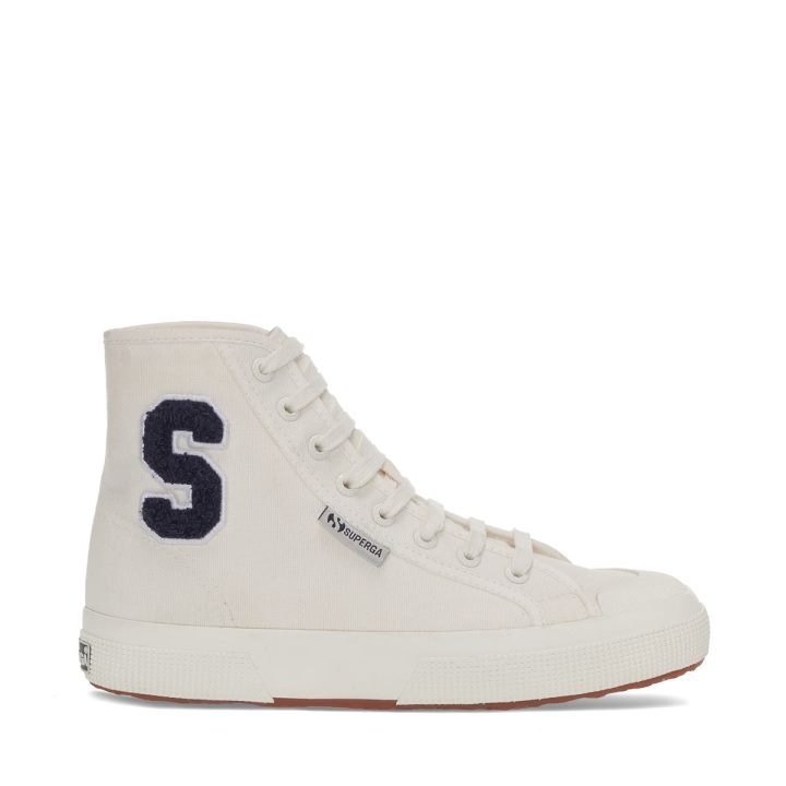 Superga 2295 Baskets Patch En Coton éponge - Blanc Avorio Marine