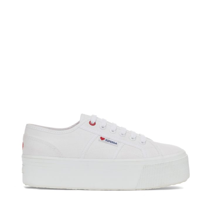 Superga 2790 Broderie Petit Coeur Blanc - Coeur Rouge