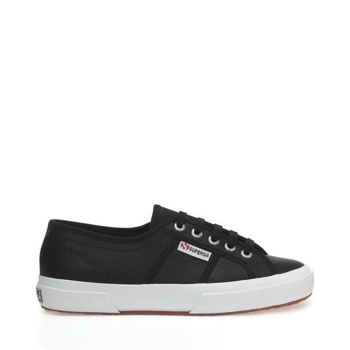 Superga 2750 Cuir Martelé Noir-blanc