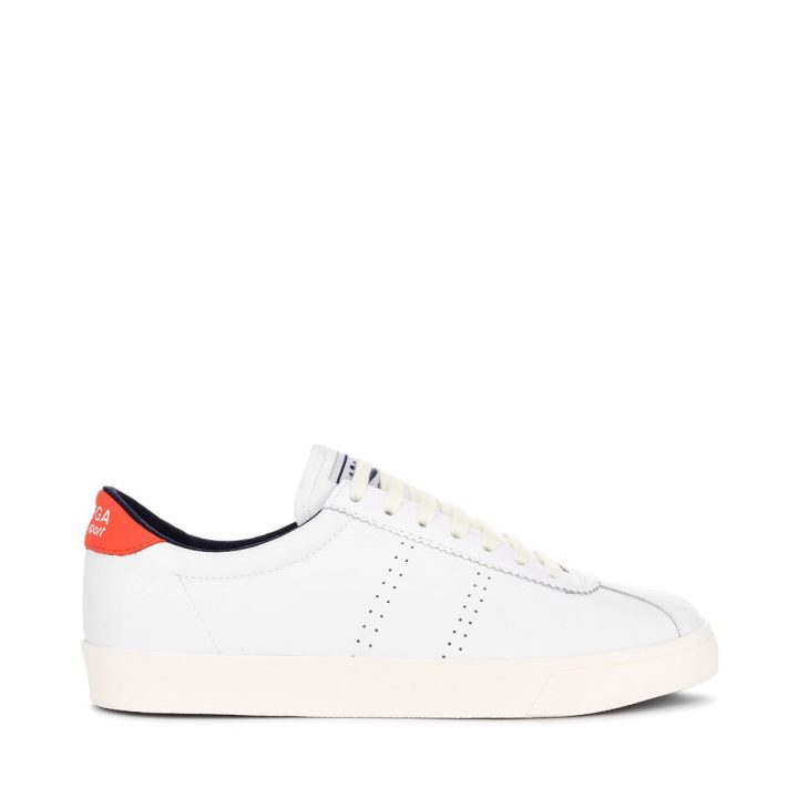Superga 2843 Club S Confort Cuir Orange Tomate-bleu Marine