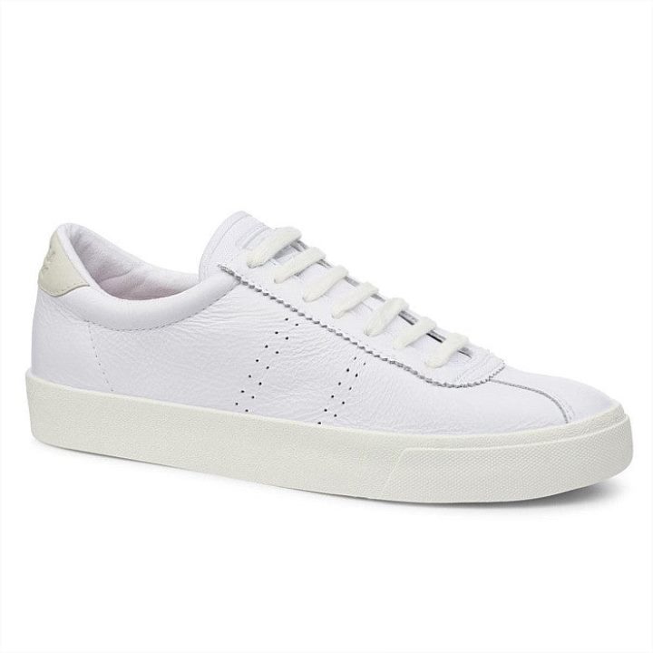 Superga 2843 Club S Confort Cuir Blanc-blanc-beige Gesso
