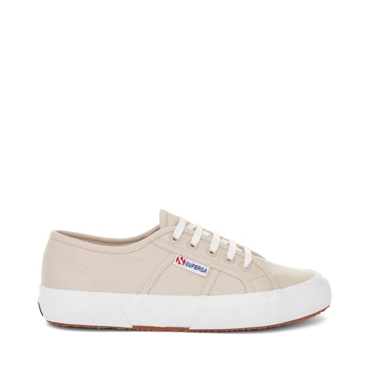 Superga 2750 Simili Cuir Vegan Beige Blanc-avorio