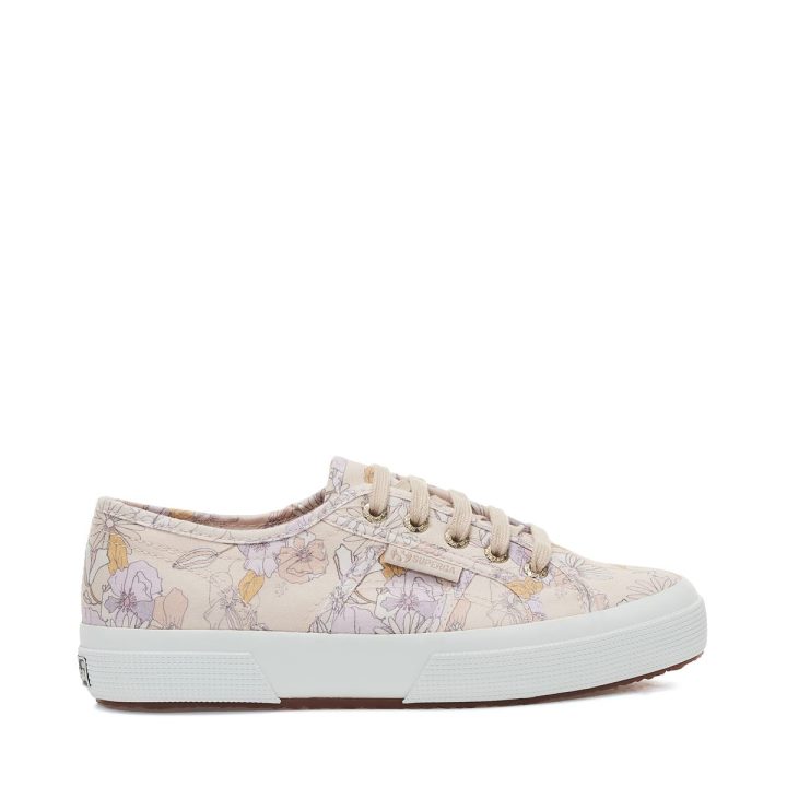 Superga 2750 Imprimé Fleuri Pêche Lilla-fleurs Orange
