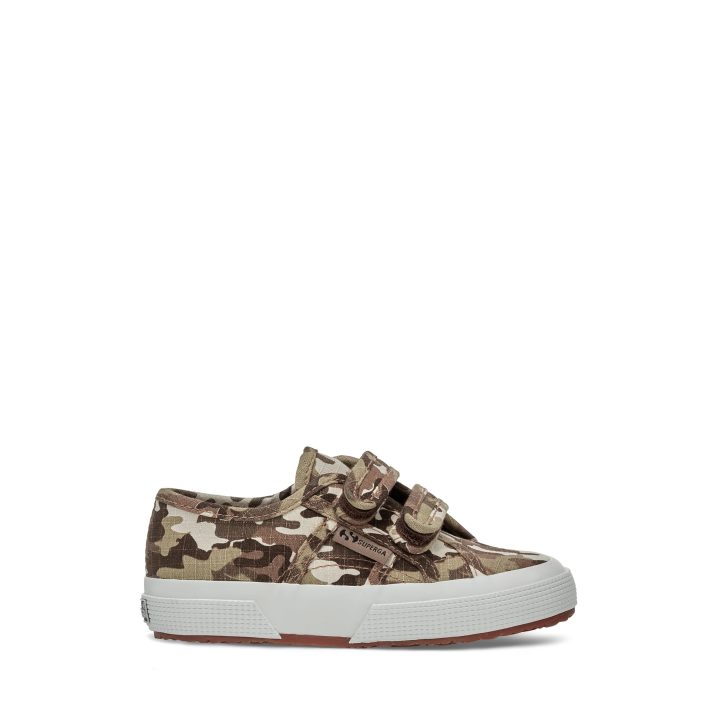 Superga 2750 Bretelles Enfants Camo Ripstop Beige Camouflage Brut