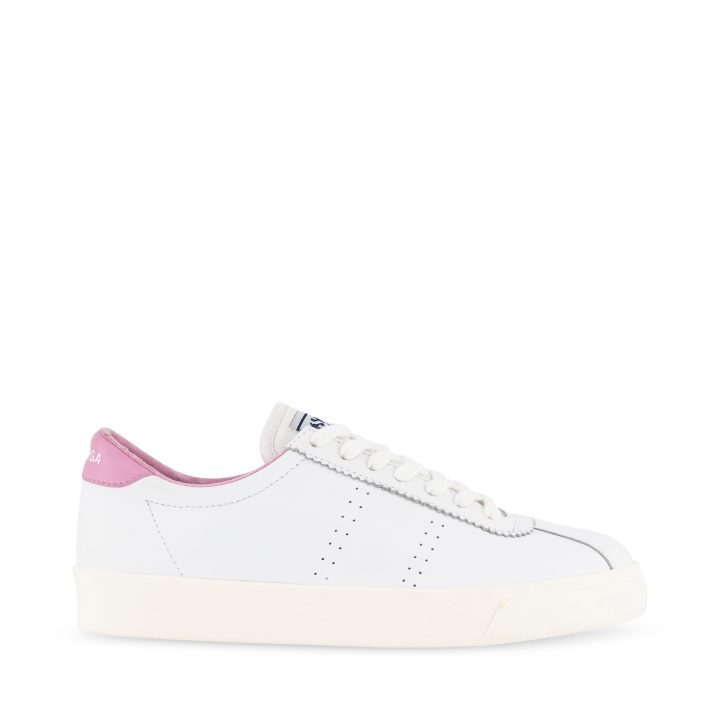 Superga 2843 Club S Confort Cuir Blanc-rose Mauve