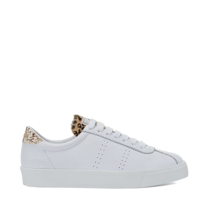 Superga 2843 Club S Cuir De Veau Détails Taches Blanches-léopard