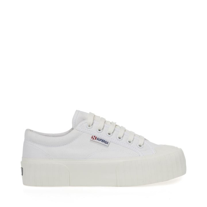 Superga 2631 Plate-forme à Rayures Blanc Blanc