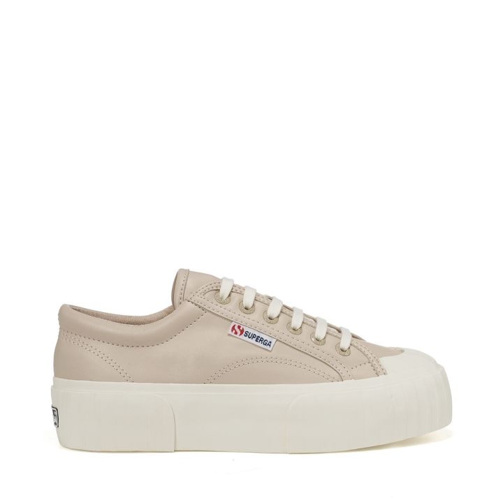 Superga 2631 Stripe Platform Vegan Fau Beige Blanc
