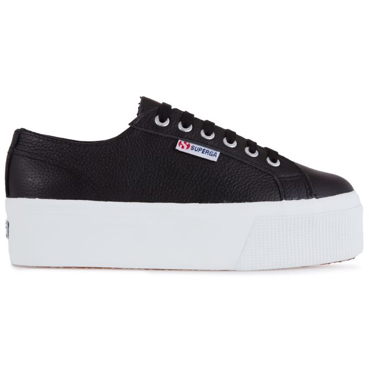 Superga 2790 Cuir Martelé Noir-blanc