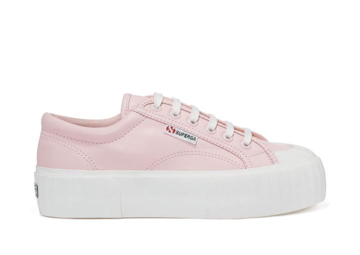 Superga 2631 Stripe Platform Vegan Rose Blanc
