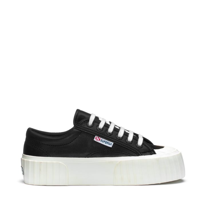 Superga 2631 Stripe Platform Vegan Fau Noir-blanc