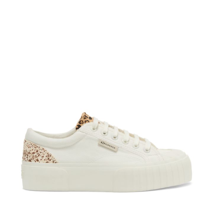 Superga 2631 Détails En Poils De Veau Taches De Léopard Blanc