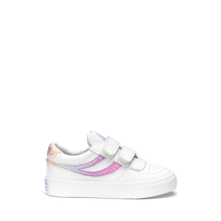 Superga 2846 Bretelles Seattle Enfants Iride Blanc-rose Pastel Multic