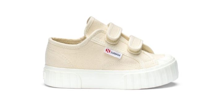 Superga 2630 Bretelles à Rayures Pour Enfants Beige Brut