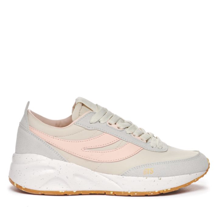 Superga 4089 Training 9ts Slim Vegan Simili Cuir Beige Gesso-gris Lt-rose Ish-b