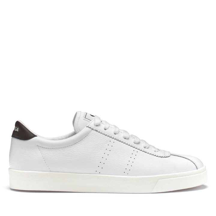Superga 2843 Club S Confort Cuir Blanc-marron Prune-f Avorio