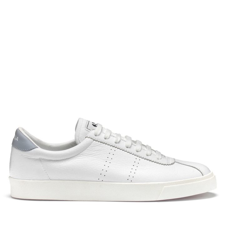 Superga 2843 Club S Confort Cuir Blanc-bleu Lt Gris-f Avorio