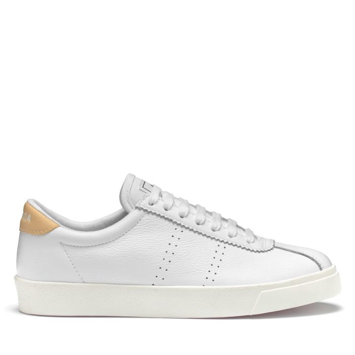 Superga 2843 Club S Confort Cuir Blanc-jaune Lt F Avorio