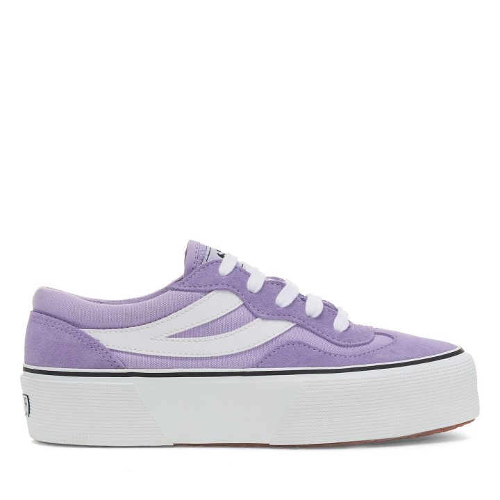 Superga 3041 Revolley Colorblock Plate-forme Violet Lilla-blanc