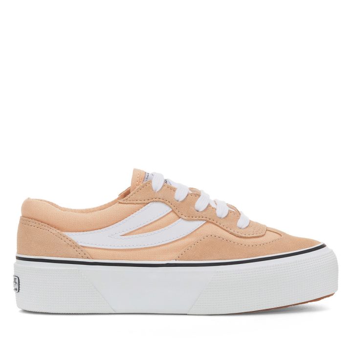 Superga 3041 Revolley Colorblock Plateforme Rose Pêche-blanc