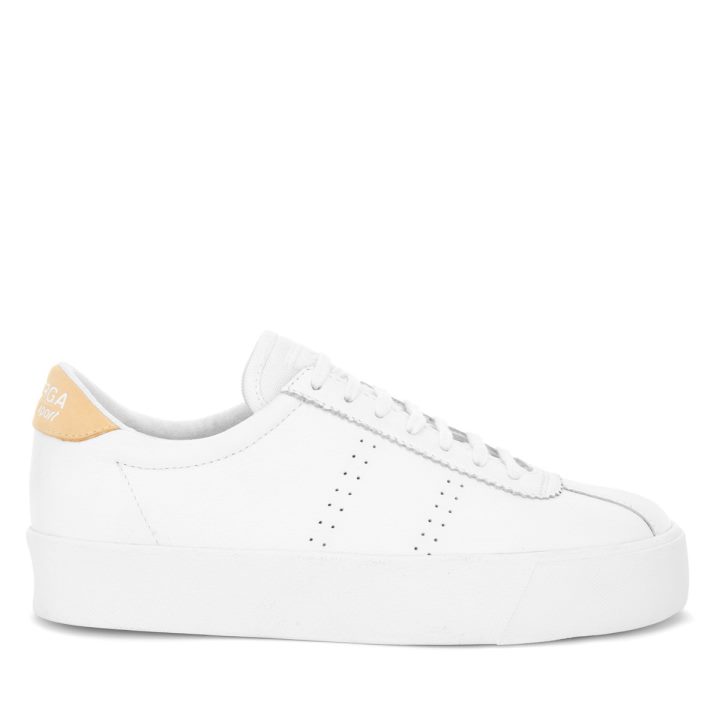 Superga 2854 Club 3 Cuir Confort Blanc-beige Gome-blanc Avorio