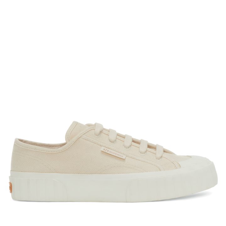 Superga 2630 Toile Bio à Rayures Beige Brut