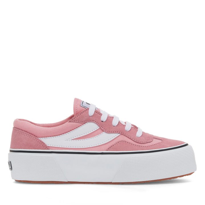 Superga 3041 Revolley Colorblock Plateforme Rose - Blanc