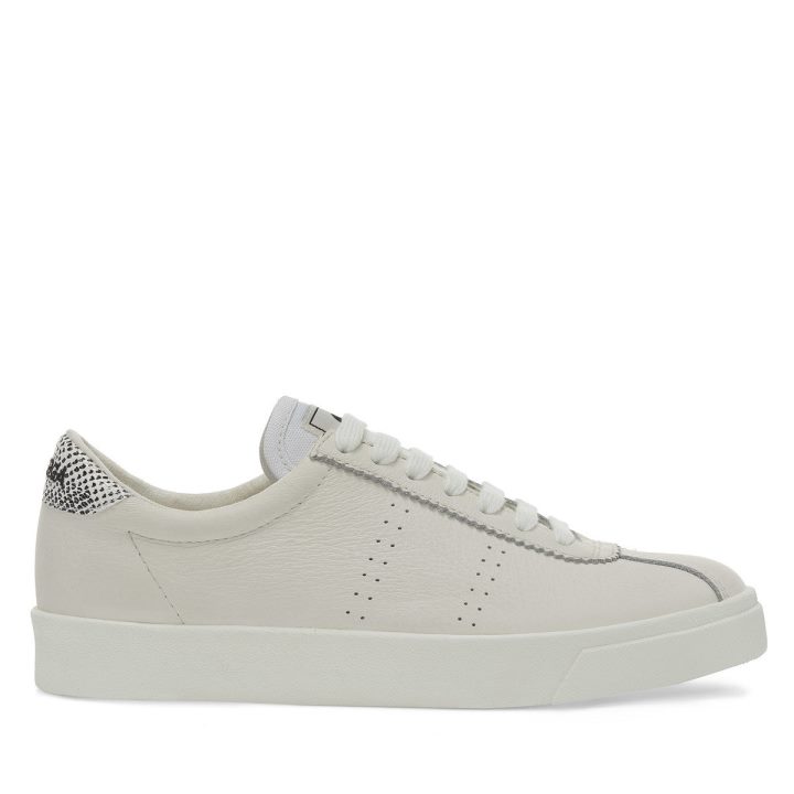 Superga 2843 Club S Micro Faux Serpent Blanc Avorio Serpent Noir