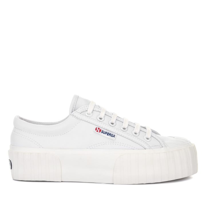 Superga 2631 Stripe Platform Vegan Blanc-blanc Avorio