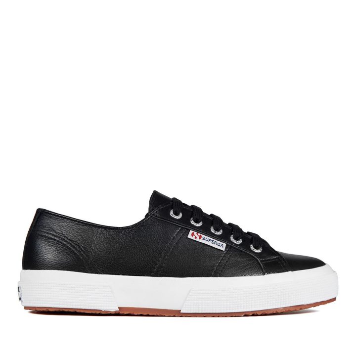 Superga 2750 Nappa Lea Noir-blanc
