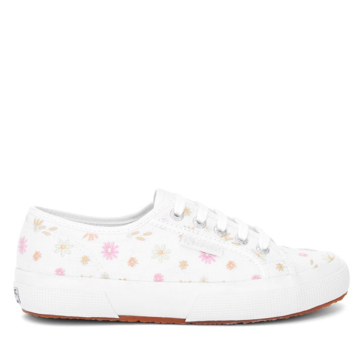 Superga 2750 Broderie Fleurs Blanc-fleurs Multicolores
