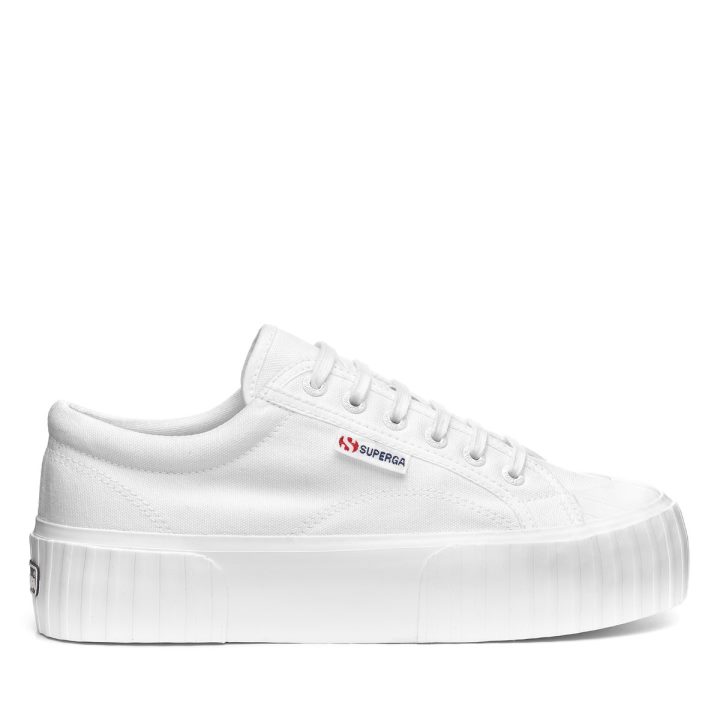 Superga 2631 Plate-forme à Rayures Blanc-blanc Avorio