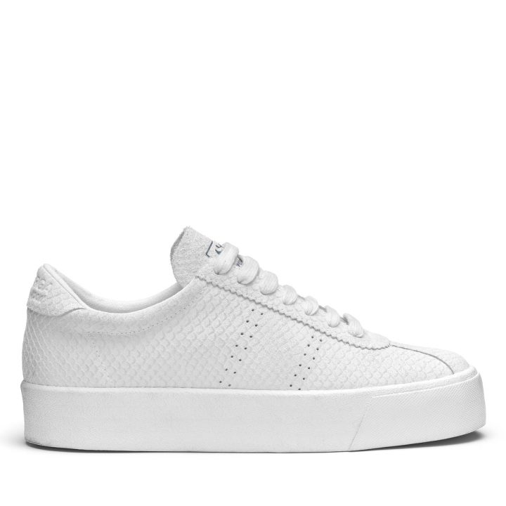 Superga 2854 Club 3 Suède Serpent Blanc Total-blanc