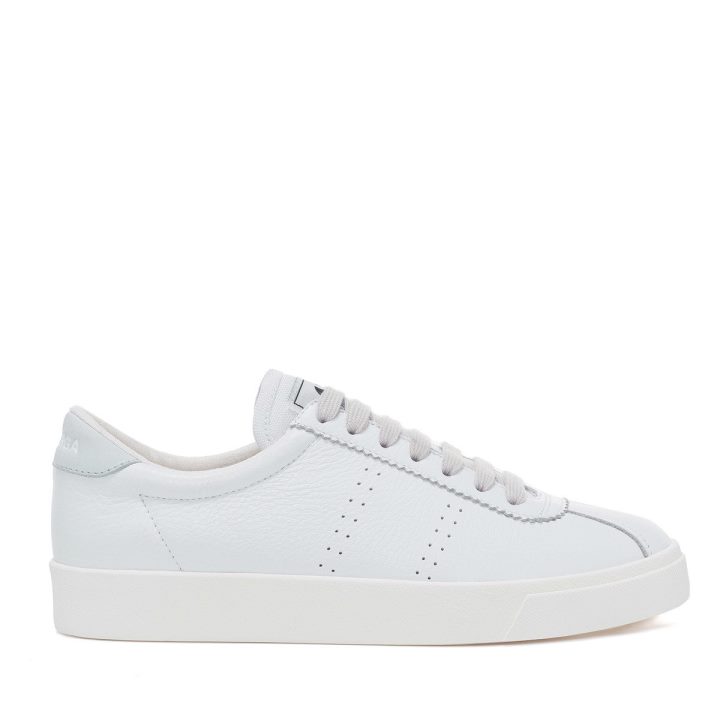 Superga 2843 Cuir Club S Confort Blanc-azur Lt