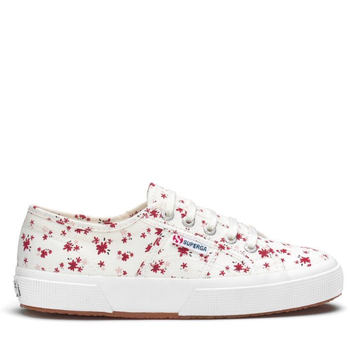 Superga 2750 Imprimé Fleuri Blanc Avorio-rouge