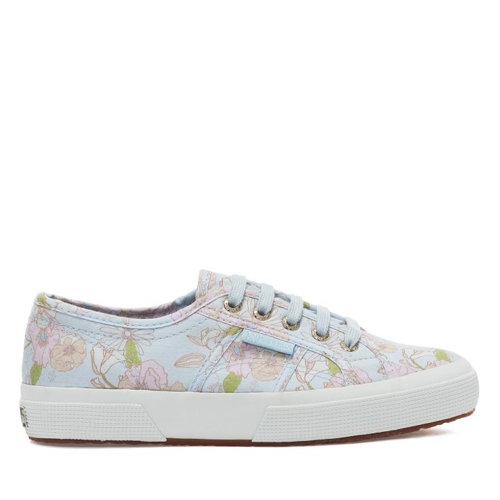 Superga 2750 Imprimé Fleuri Lt Bleu Rose Fleurs Orange