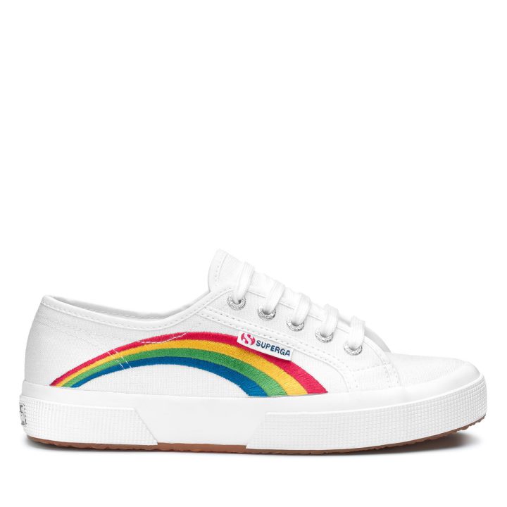 Superga 2750 Broderie Arc-en-ciel Blanc-arc-en-ciel