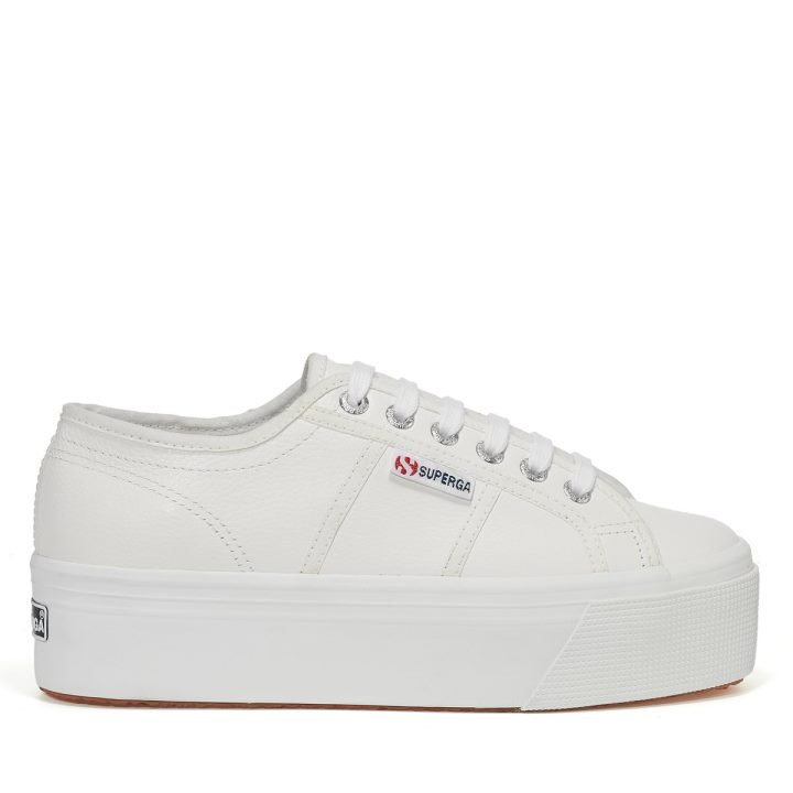 Superga 2790 Cuir Pleine Fleur Blanc-blanc