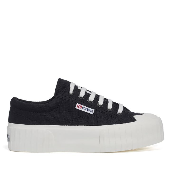 Superga 2631 Stripe Platform Noir-blanc Avorio