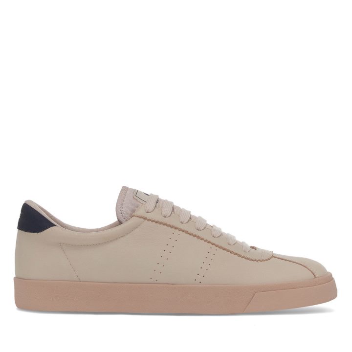 Superga 2843 Club S Prime Cuir Souple Fog-navy-f Tabac