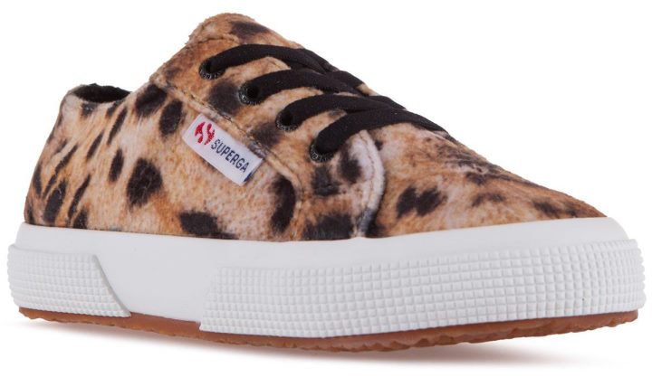 Superga 2750 Kids Print Velvet Lt Beige Léopard
