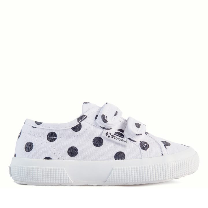 Superga 2750 Bretelles Enfants Pois Blanc-pois Noir