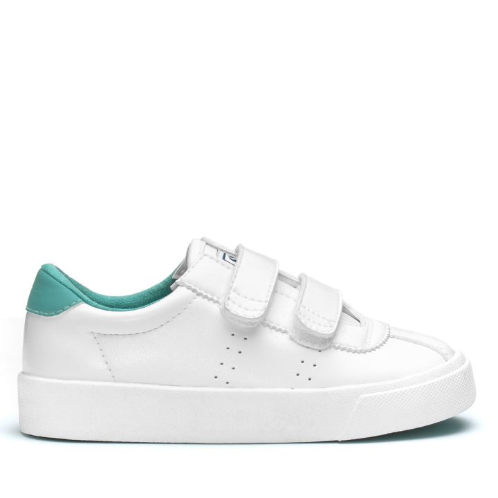 Superga 2843 Kids Club S Vegan Blanc-turquoise Poussiéreux