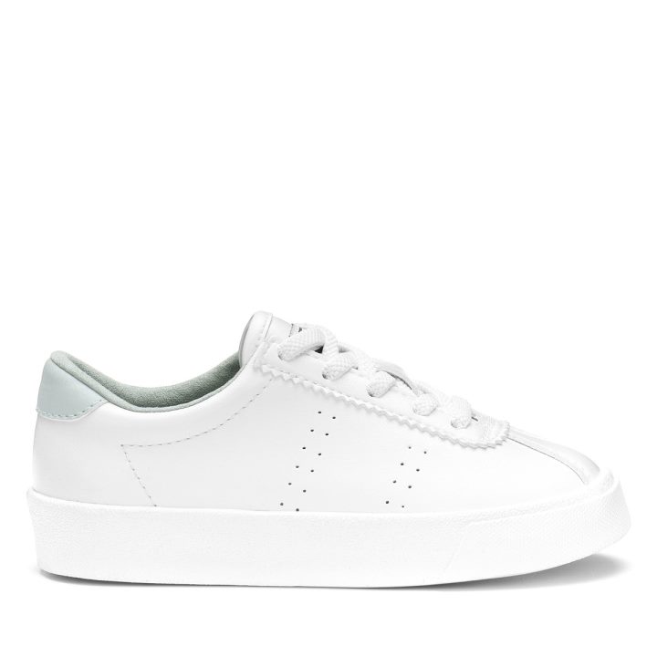 Superga 2843 Kids Club S Cuir Vegan Blanc-vert Iceberg
