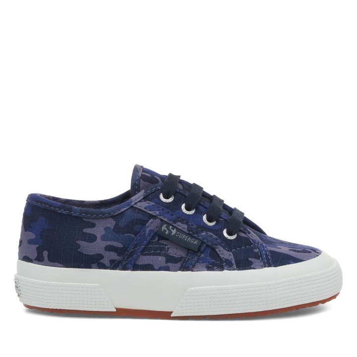 Superga 2750 Kids Camo Ripstop Bleu Gris