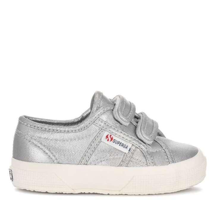 Superga 2750 Enfants Sangles Toile Métallique Gris Argent Matt-f Avorio