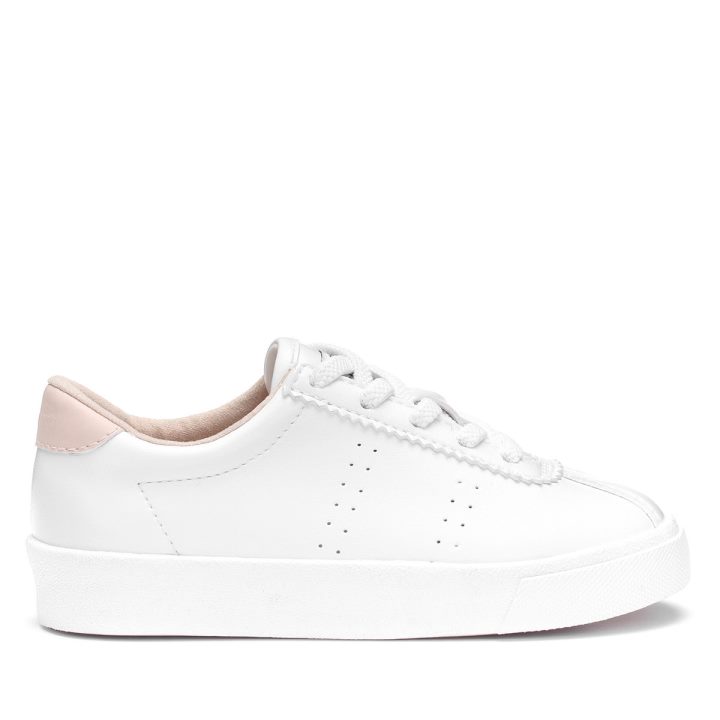 Superga 2843 Kids Club S Cuir Vegan Blanc-rose